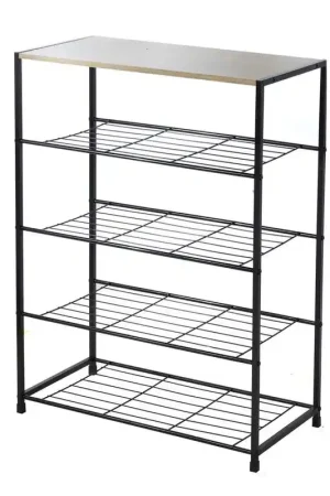 Zwart metalen schoenenrek met 5 etages Gratis Retour