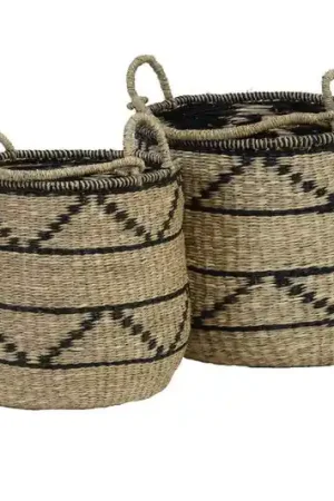 Light & Living - Mand YAGUR - Ø46x40cm - Zwart - Set van 2 Ambachtelijk