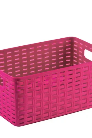 Alleen Vandaag Plasticforte Opbergmand - Kastmand - rotan kunststof - fuchsia roze - 6 Liter - 19 x 29 x 13 cm - Opbergmanden