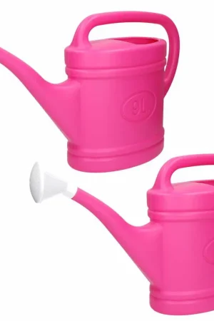 2x stuks roze tuin planten gieter met broeskop 9 liter - Gieters Hete Deal