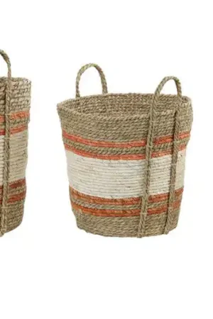 Hete Deal Light&living Mand S/3 max Ø40x40 cm GAMEIRO naturel-wit-oranje