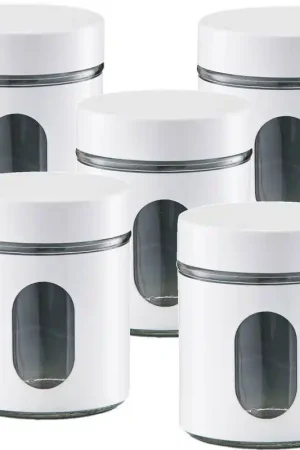 Zeller voedsel keuken voorrraadpot - 10x - metaal - wit - 600 ml - Voorraadblikken Budget