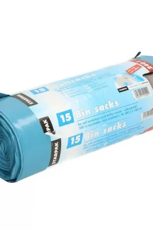 15x stuks afvalzakken/vuilniszakken - 240 liter - blauw - containerzakken - Vuilniszakken In De Mode